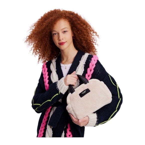 Kate Spade Apres Chic Faux Shearling Small Satchel Crossbody ~NWT~ Natural - Picture 3 of 8